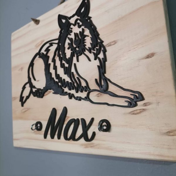 Cuadro de madera personalizado con imagen de mascota y nombre