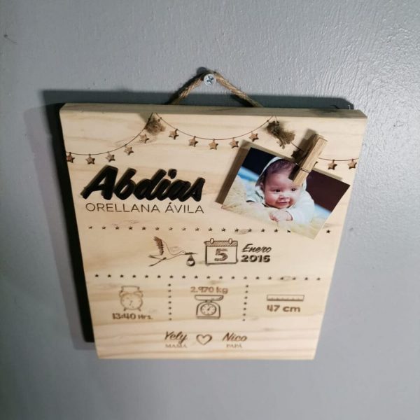 Cuadro decorativo personalizado en madera de pino